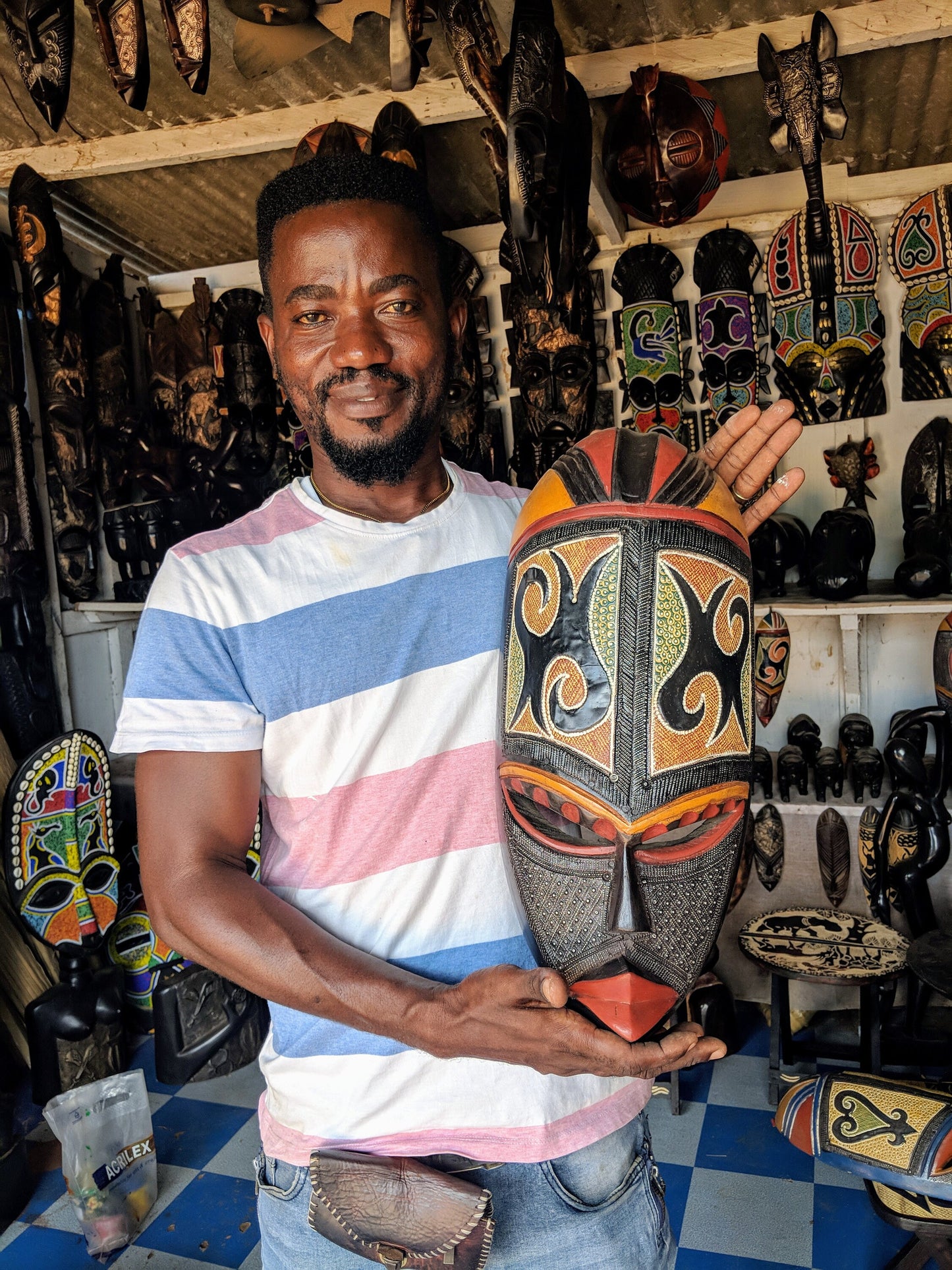 Tribal African Wood Mask Art Wall