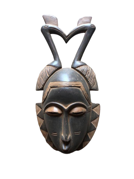 West African Vintage Baule Mask with Twin Kalao