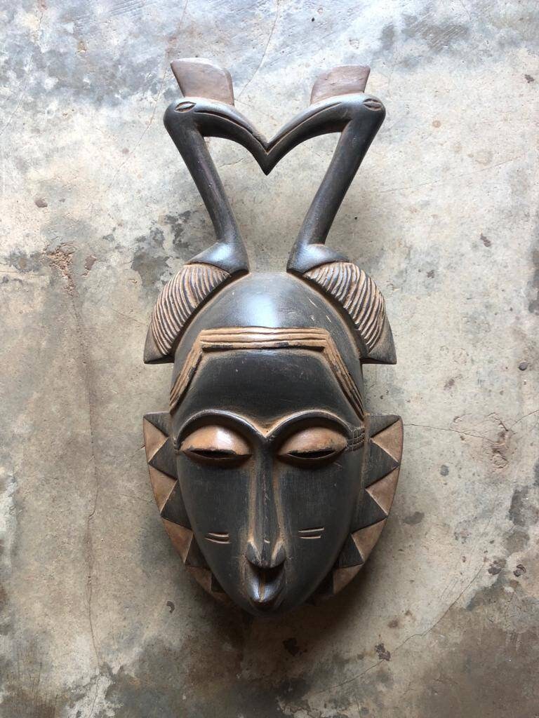 West African Vintage Baule Mask with Twin Kalao