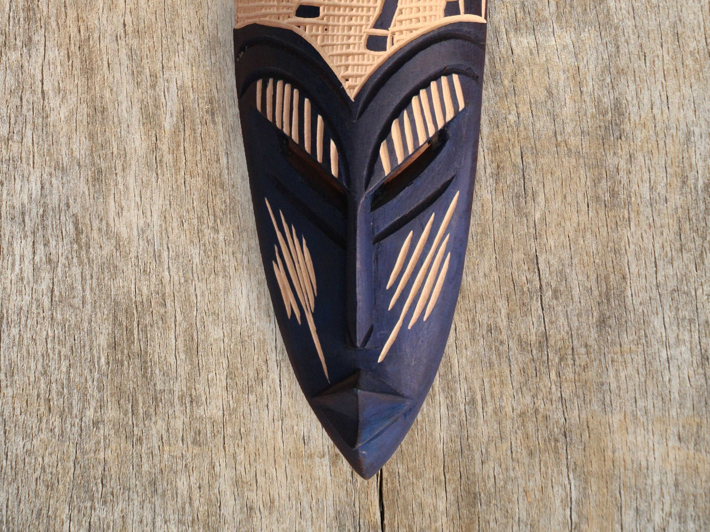 African Hand Carved Wood Mask From Ghana