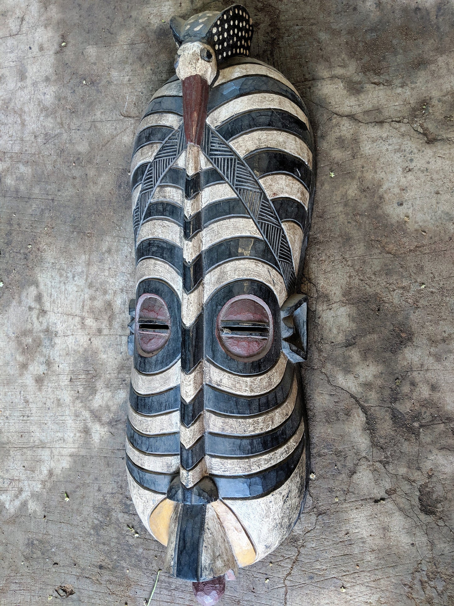 Wooden Tribal African Bird Mask Hand Carved