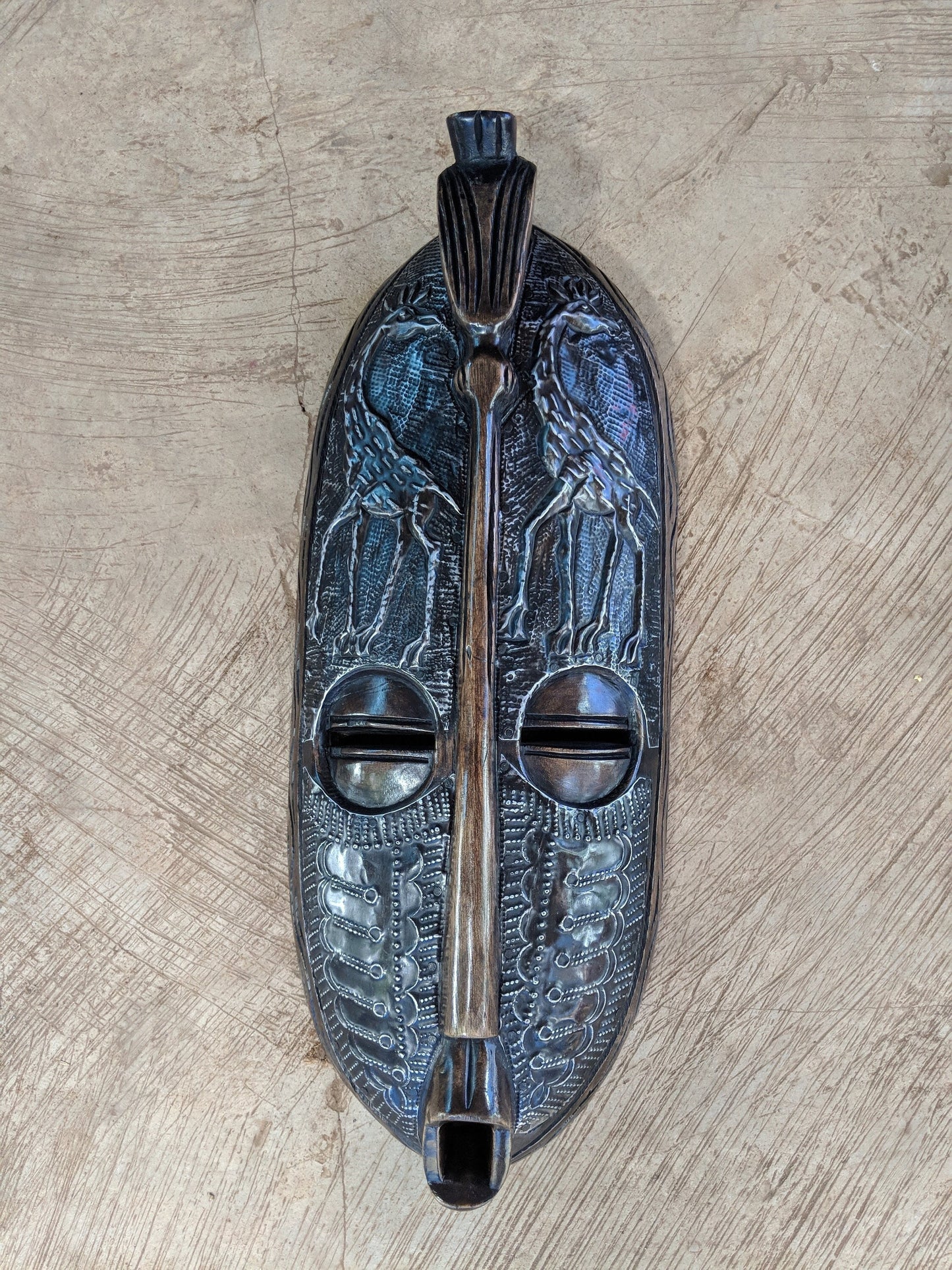 Wooden Tribal African Bird Mask Hand Carved