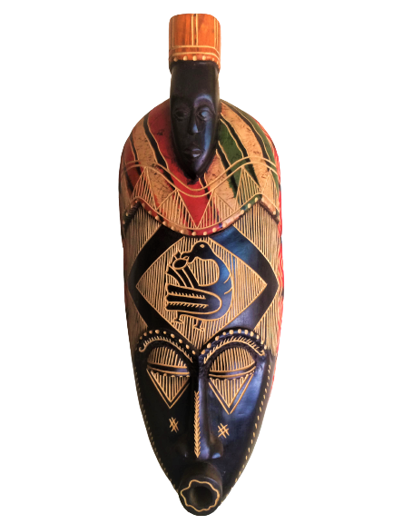 Wooden Tribal African Bird Mask Hand Carved