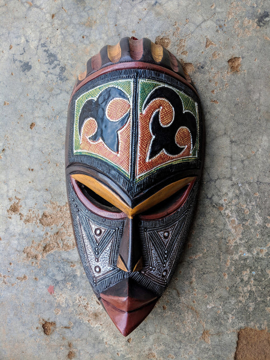 hand-carved African wooden wall mask, tribal mask for home decor, unique African art wall decoration