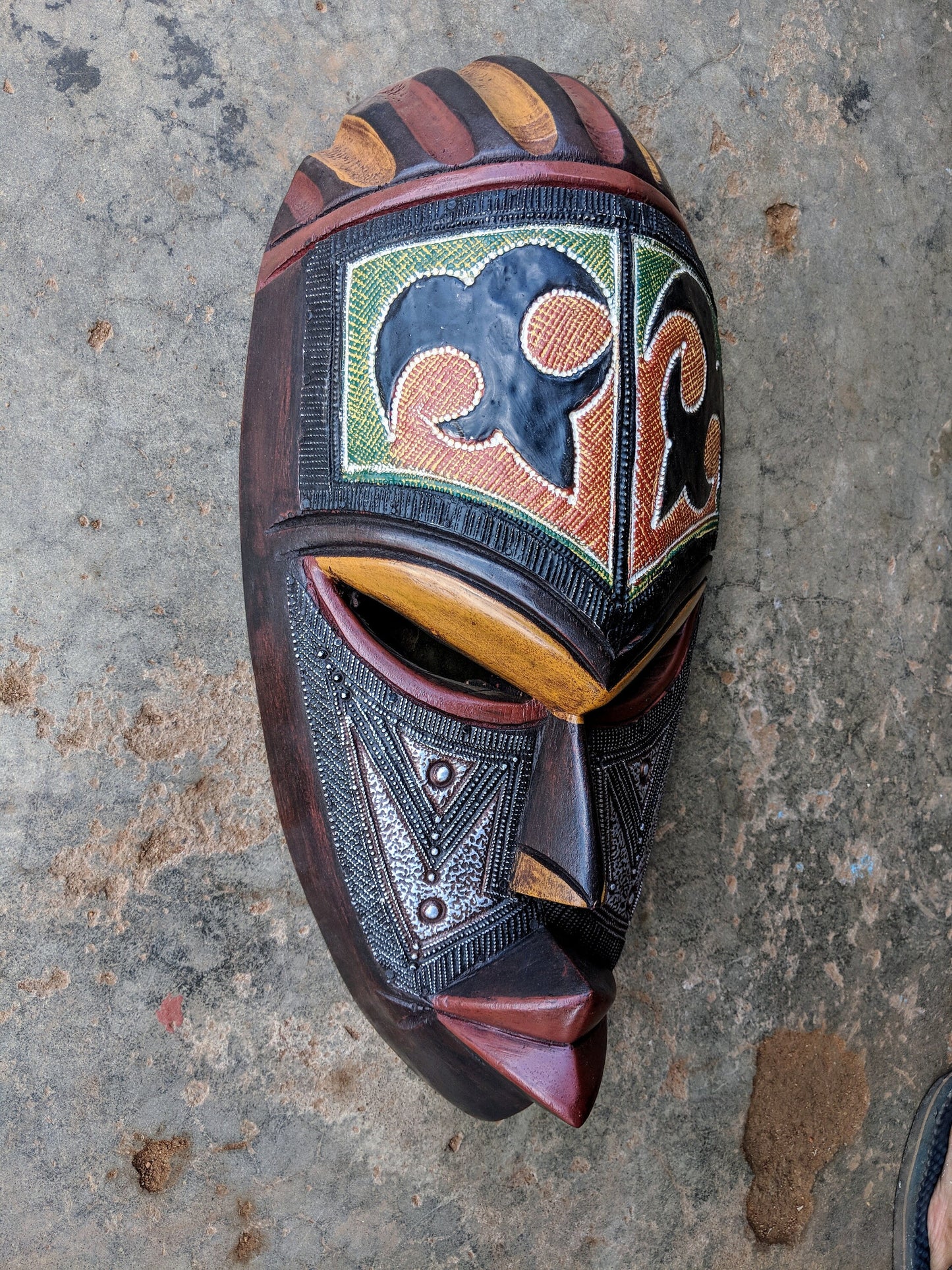 hand-carved African wooden wall mask, tribal mask for home decor, unique African art wall decoration